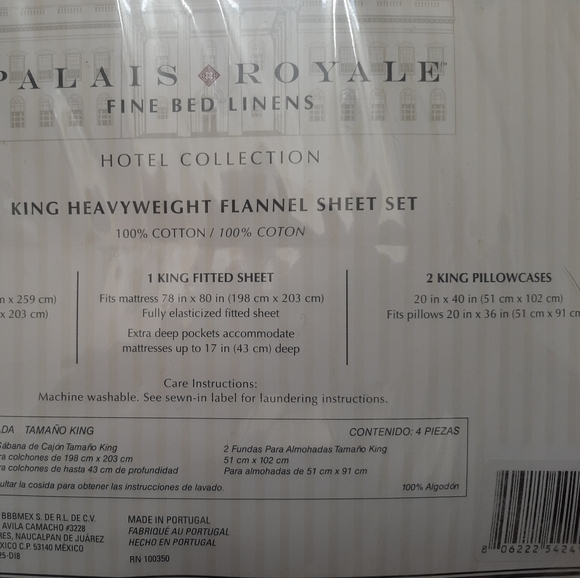 Palais Royale Hotel Collection King Heavyweight Flannel Sheet Set charcoal gray - Picture 7 of 8